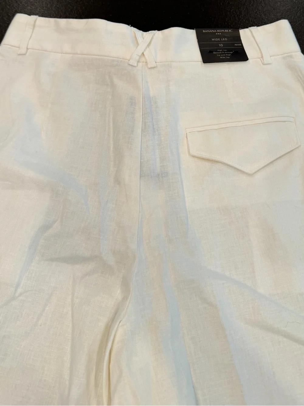 Banana Republic Factory NWT White Linen Blend Wide Leg Pants Petite 10 High Rise
